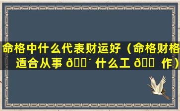 命格中什么代表财运好（命格财格适合从事 🐴 什么工 🐠 作）